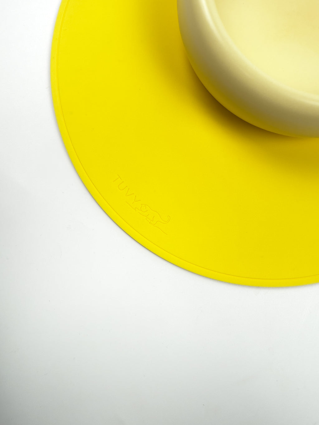 gelbe Napfunterlage, gelb,_dopamine_decor_stylische_modern_rund_TUVY_Katze_Unterlage| Futter  | hygenisch