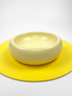 gelbe Napfunterlage, gelb,_dopamine_decor_stylische_modern_rund_TUVY_Katze_Unterlage| Futter  | hygenisch