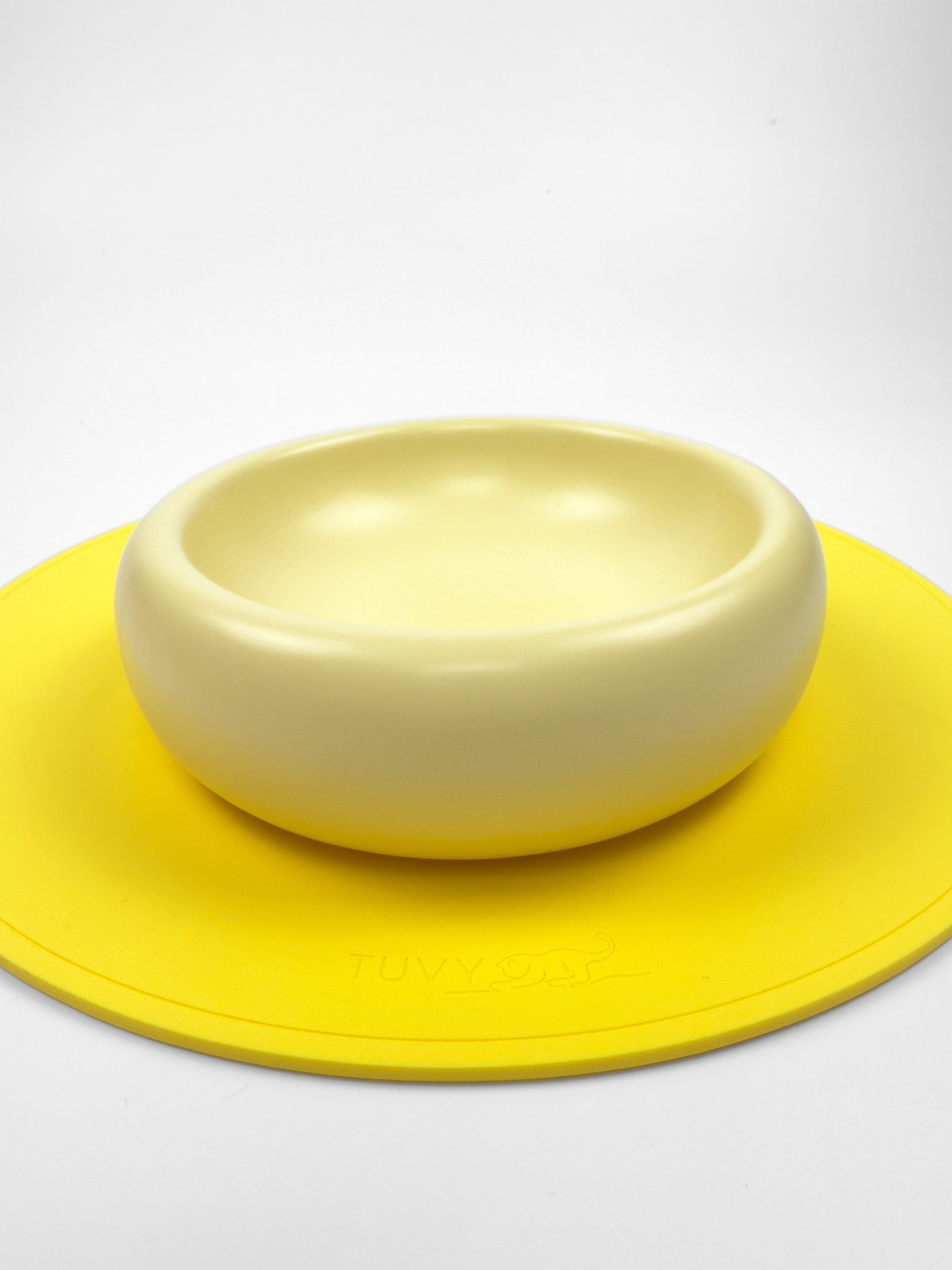 gelbe Napfunterlage, gelb,_dopamine_decor_stylische_modern_rund_TUVY_Katze_Unterlage| Futter  | hygenisch